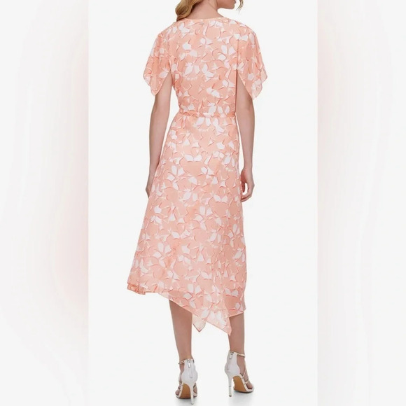 DKNY Floral Short Sleeve Front Wrap Dress - Picture 2 of 8